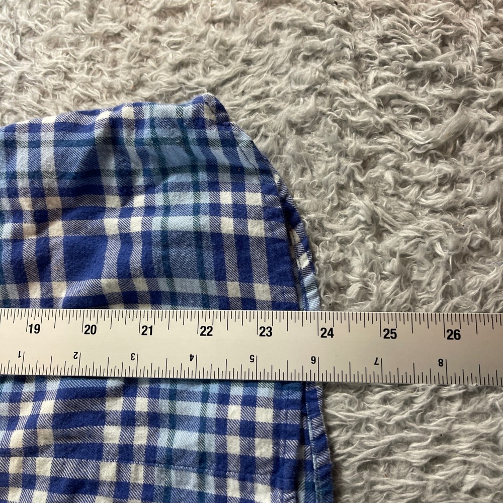 LLBean Plaid Flannel Button Up Shirt Long Sleeve XXS Blue White Green Casual - Picture 7 of 9